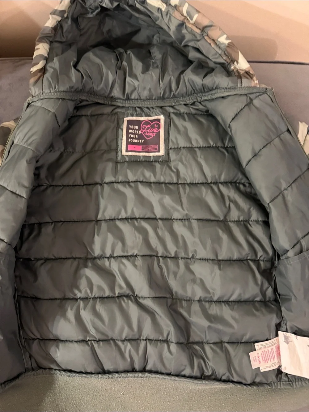 Justice Camo Girls size 8 comfy jacket
